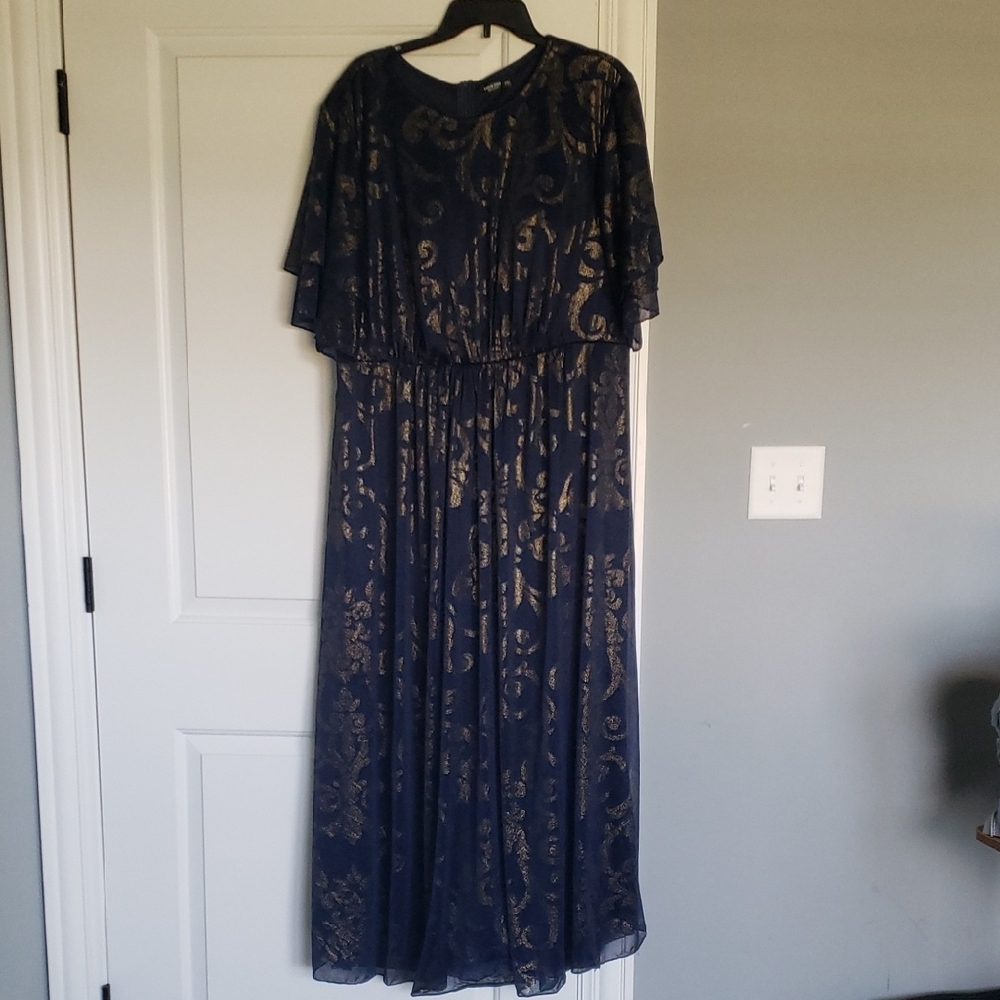 SHEIN Blue Flutter Sleeve Maxi Gown